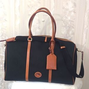 Dooney & Bourke Unisex Black and Brown Duffle Travel Weekender Bag New